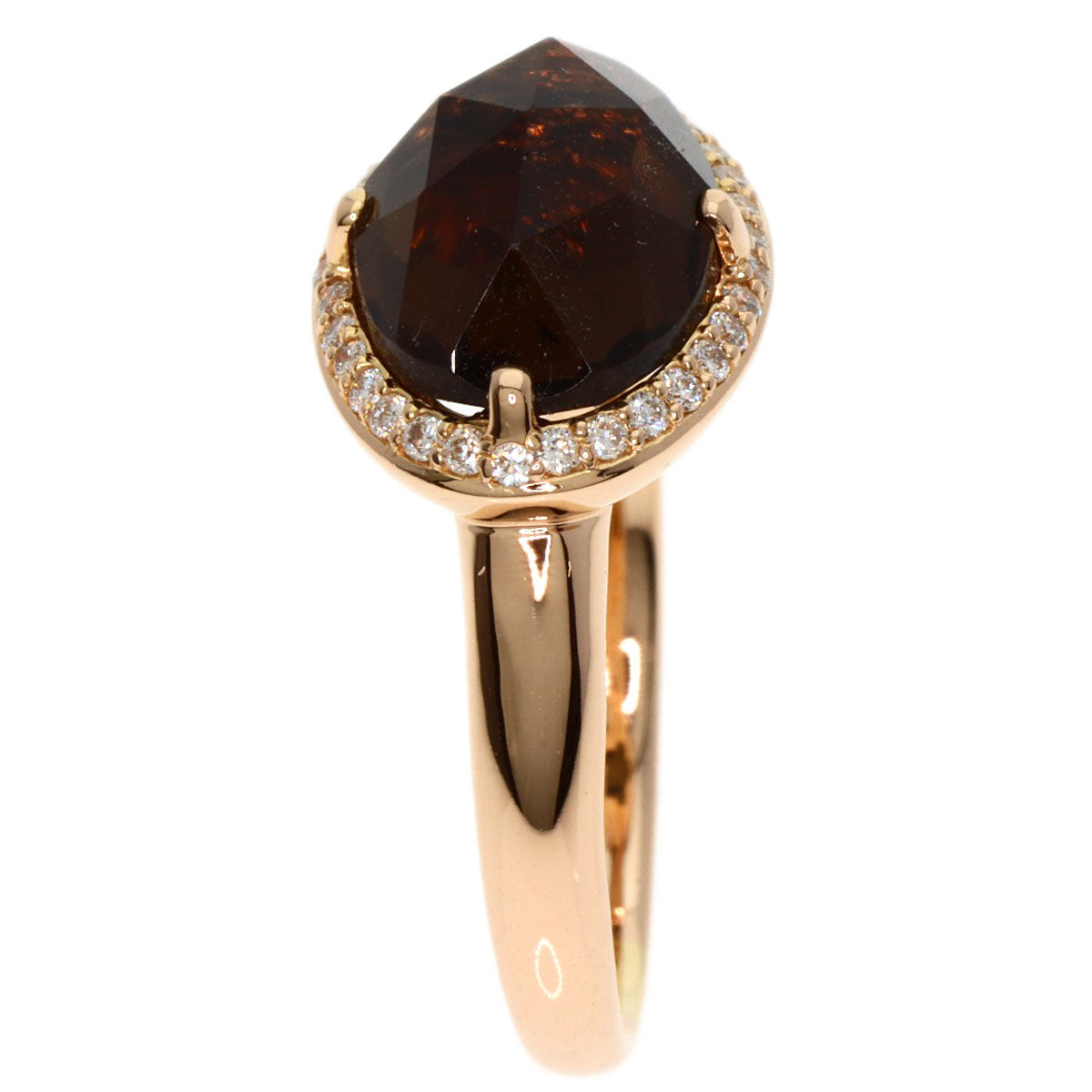 Ponte Vecchio Smoky Quartz Diamond Ring K18 Pink Gold Ladies [Used]