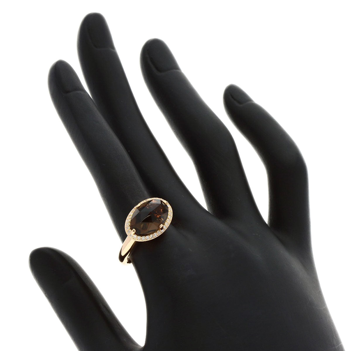 Ponte Vecchio Smoky Quartz Diamond Ring K18 Pink Gold Ladies [Used]
