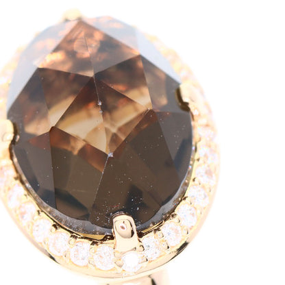 Ponte Vecchio Smoky Quartz Diamond Ring K18 Pink Gold Ladies [Used]