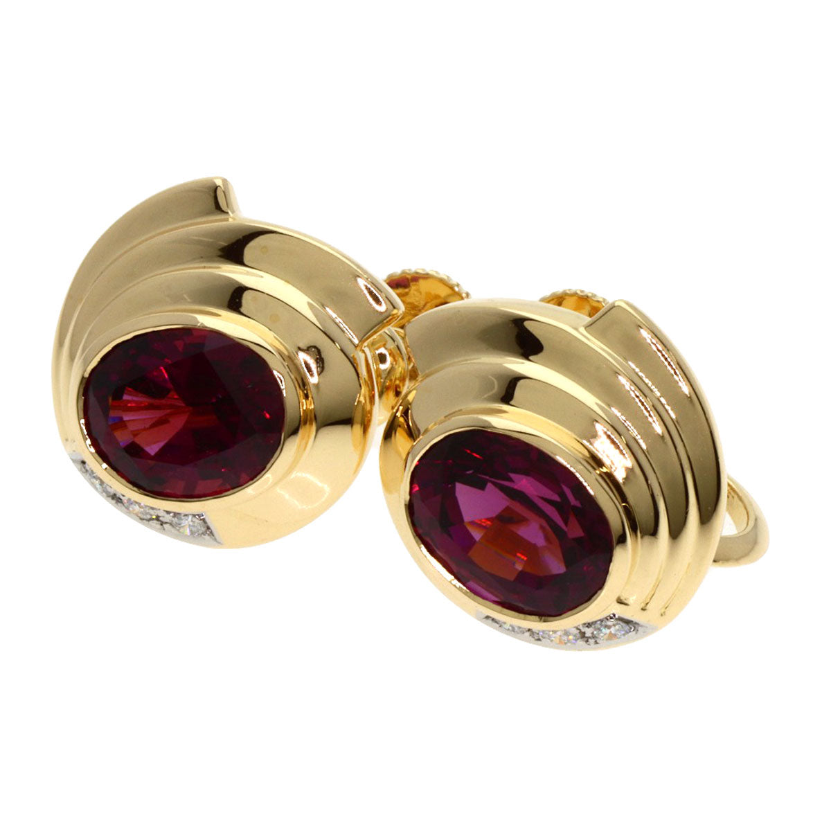 POLA Garnet Diamond Earring K18 Yellow Gold PT900Ladies [Used]