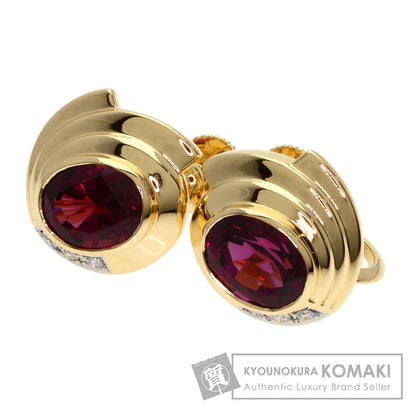POLA Garnet Diamond Earring K18 Yellow Gold PT900Ladies [Used]