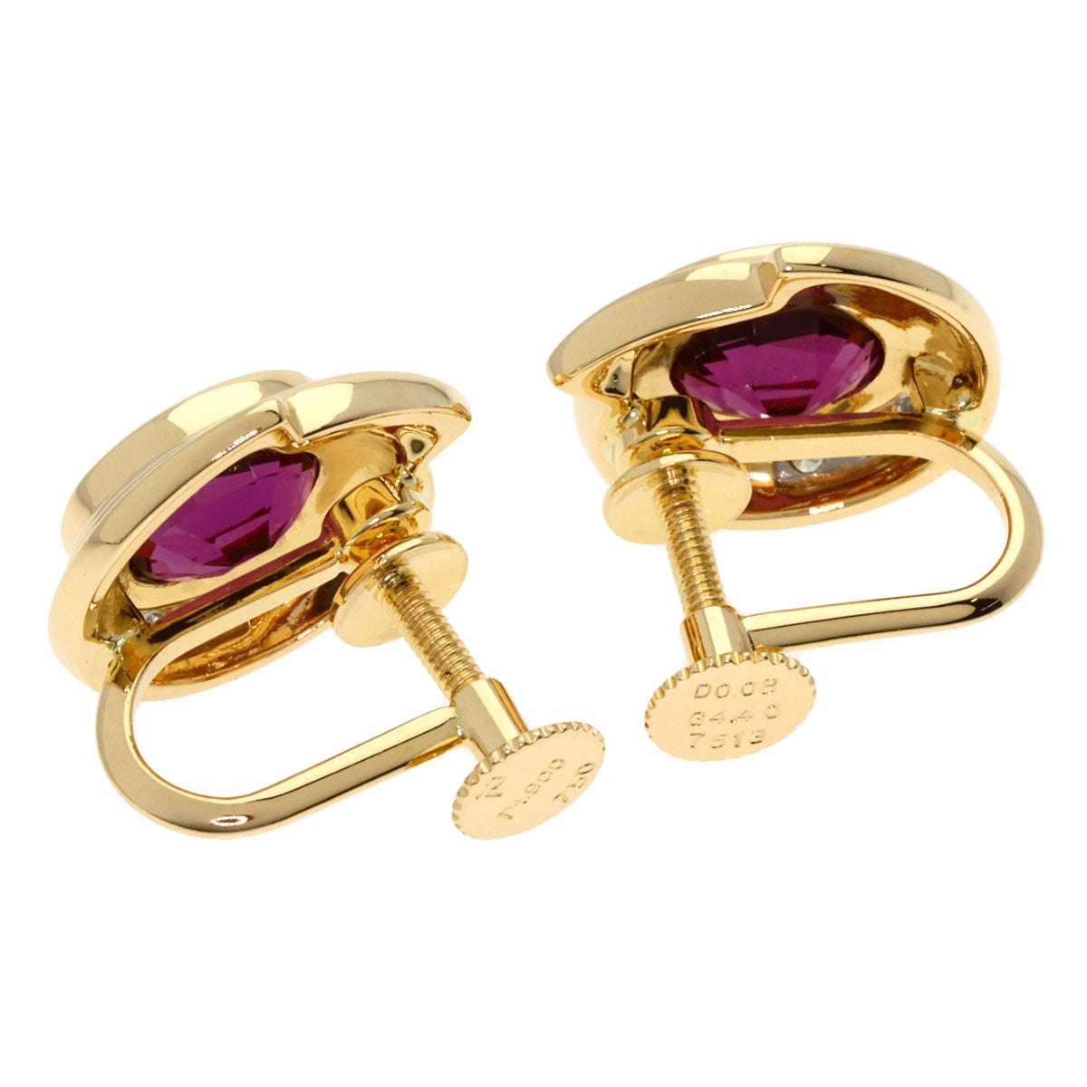 POLA Garnet Diamond Earring K18 Yellow Gold PT900Ladies [Used]