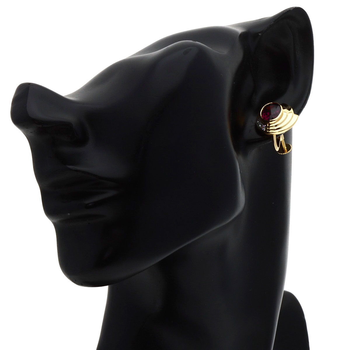 POLA Garnet Diamond Earring K18 Yellow Gold PT900Ladies [Used]