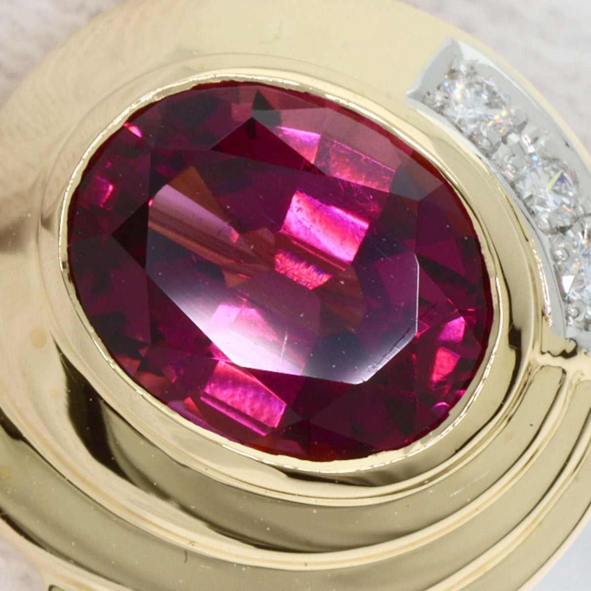 POLA Garnet Diamond Earring K18 Yellow Gold PT900Ladies [Used]