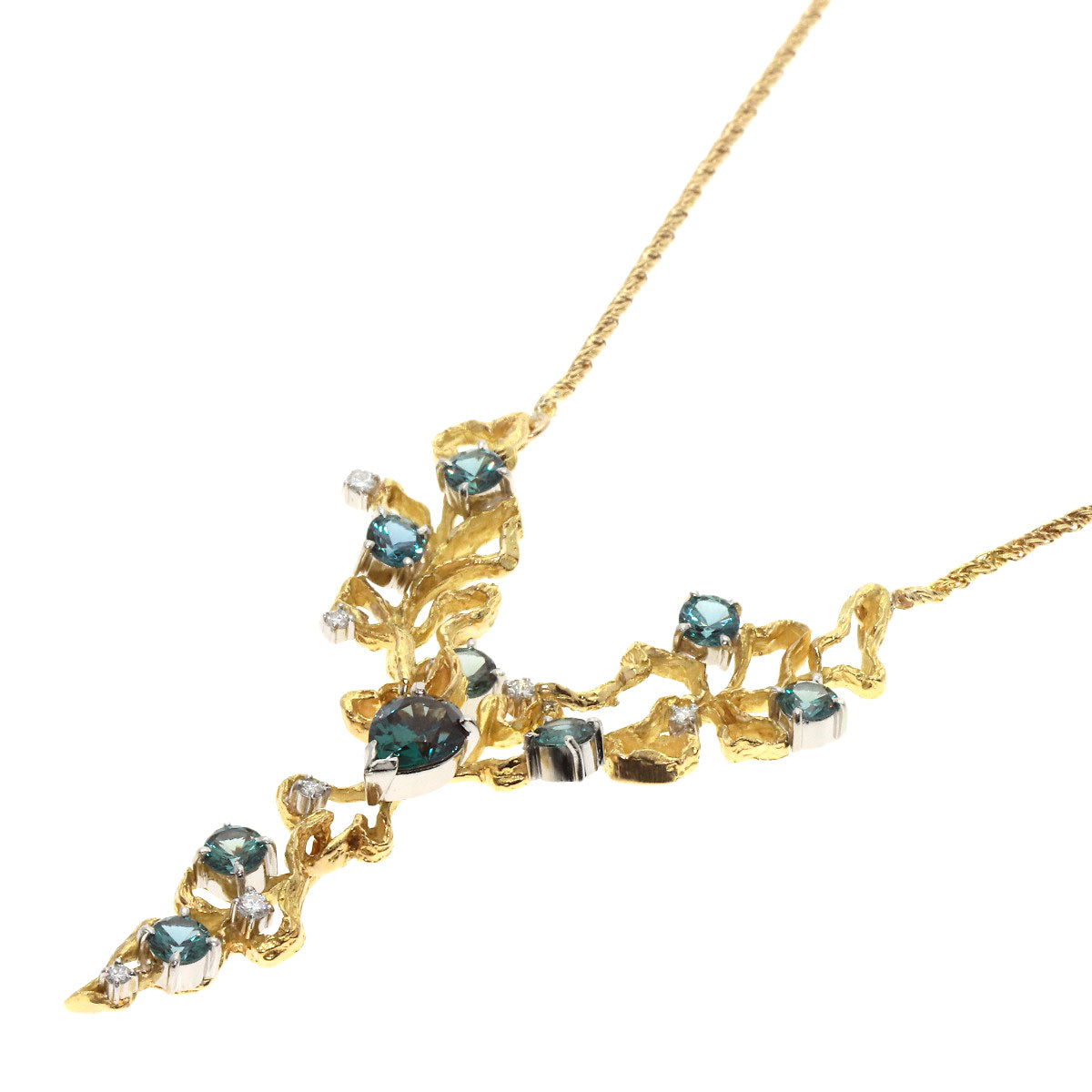 IWAKURA KOJI   Necklace Crescent Vert Diamond K18 Yellow Gold PT900Ladies