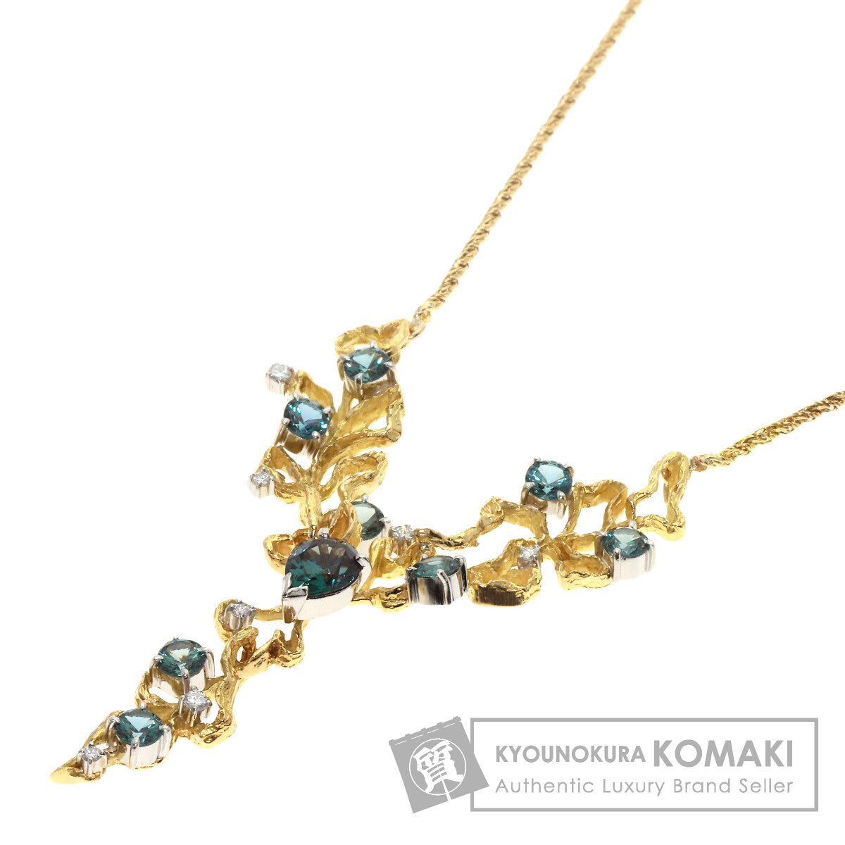 IWAKURA KOJI   Necklace Crescent Vert Diamond K18 Yellow Gold PT900Ladies