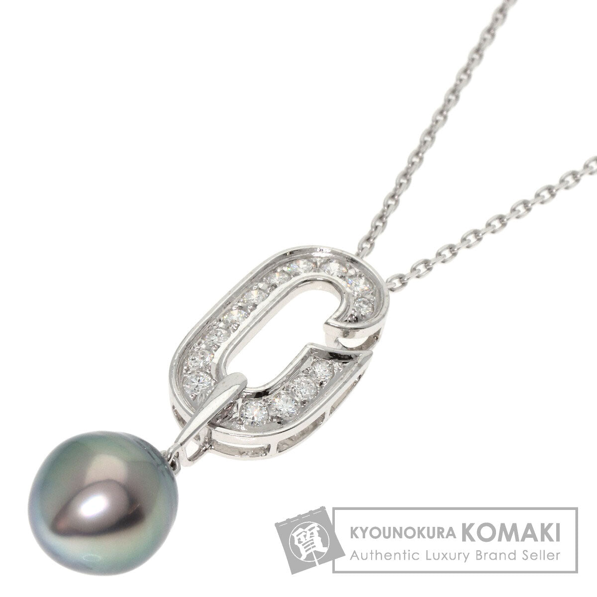 MIKIMOTO Pearl Pearl Diamond Necklace K14 White Gold Ladies [Used]