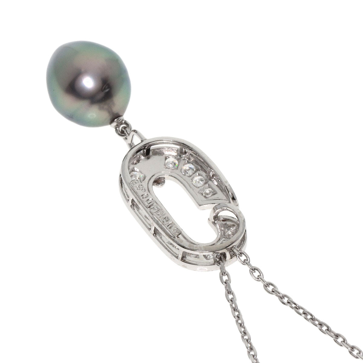 MIKIMOTO Pearl Pearl Diamond Necklace K14 White Gold Ladies [Used]