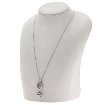 MIKIMOTO Pearl Pearl Diamond Necklace K14 White Gold Ladies [Used]