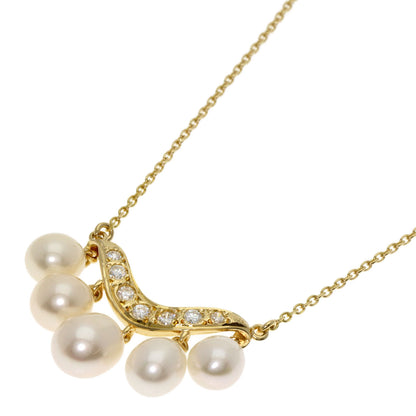 MIKIMOTO Pearl Pearl Diamond Necklace K18 Yellow Gold Ladies [Used]
