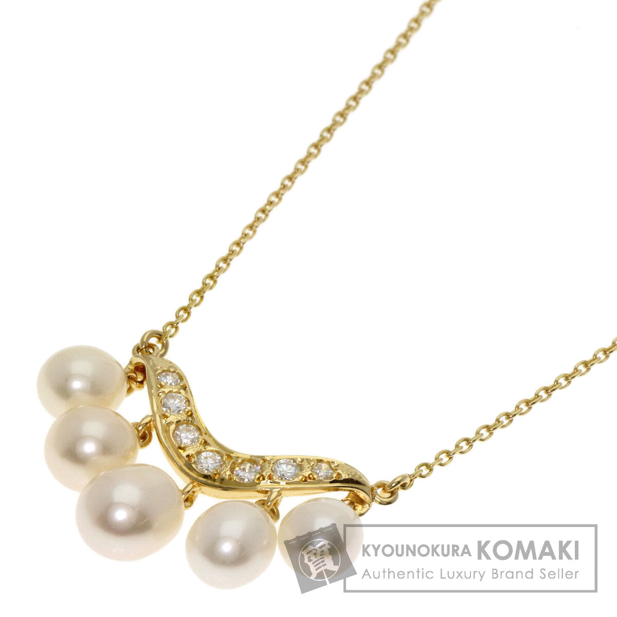 MIKIMOTO Pearl Pearl Diamond Necklace K18 Yellow Gold Ladies [Used]