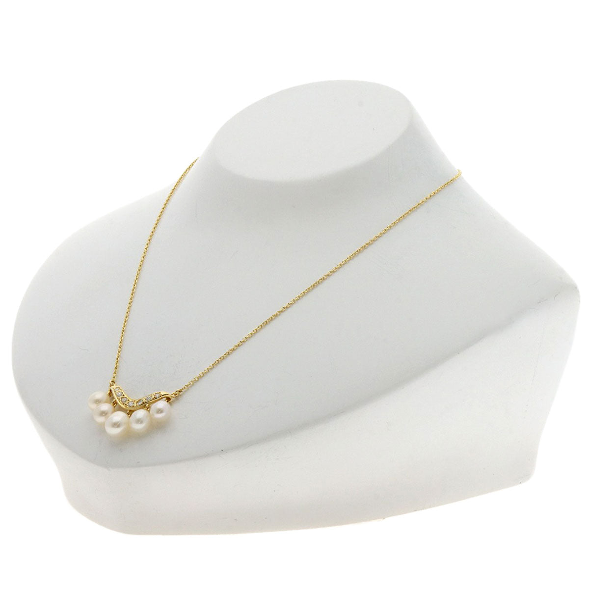 MIKIMOTO Pearl Pearl Diamond Necklace K18 Yellow Gold Ladies [Used]