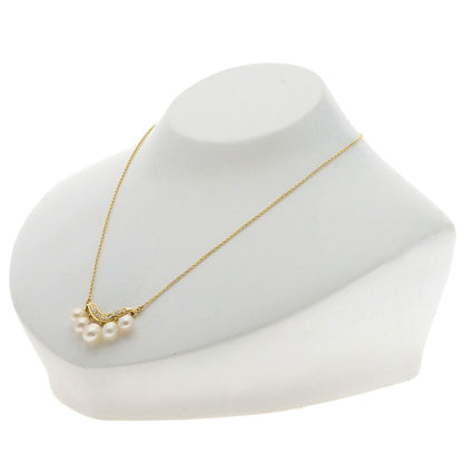 MIKIMOTO Pearl Pearl Diamond Necklace K18 Yellow Gold Ladies [Used]