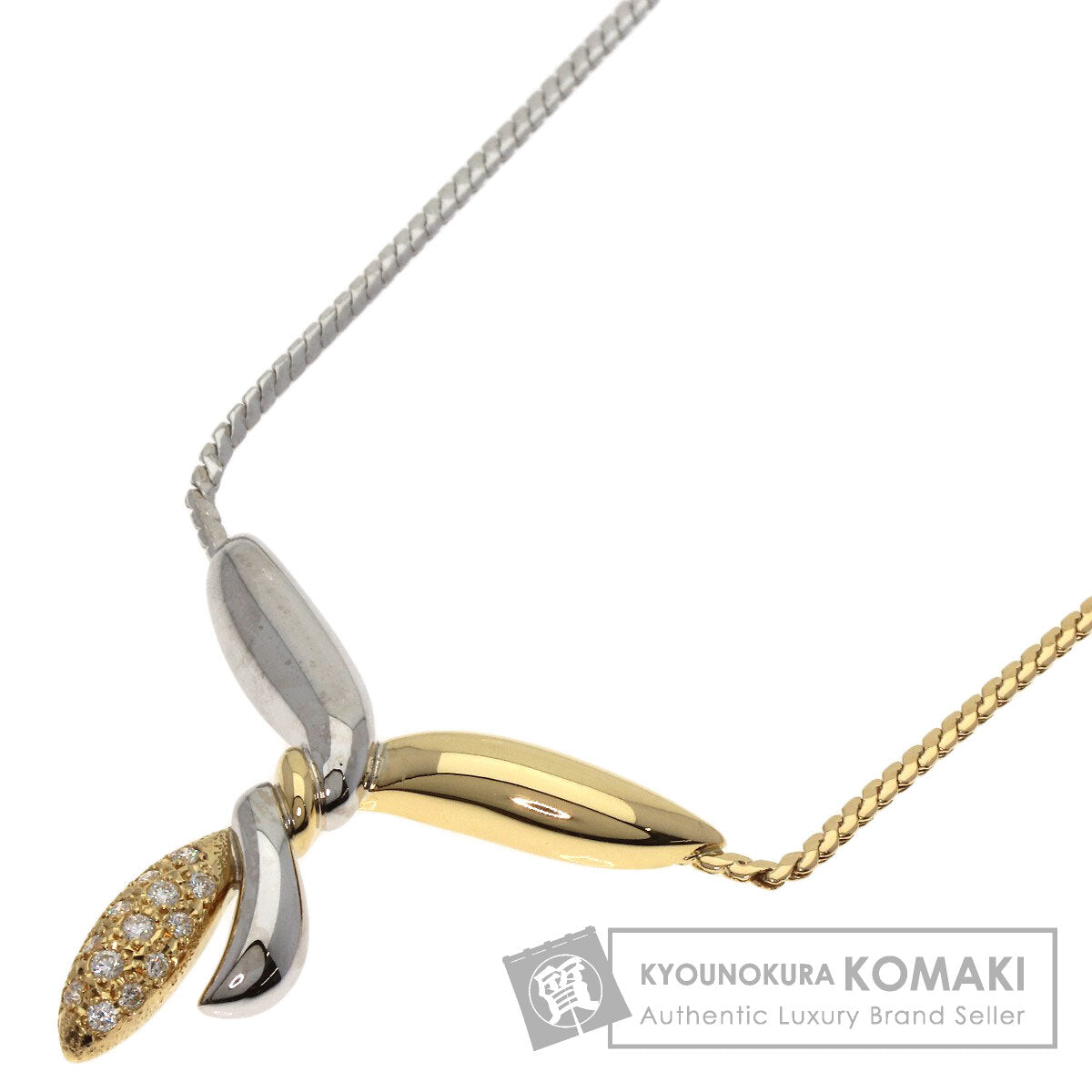 MIKIMOTO Combi Design Diamond Necklace K18 Yellow Gold K18 White GoldLadies [Used]