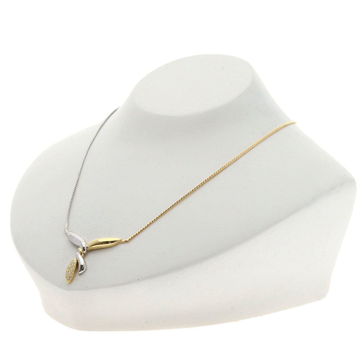 MIKIMOTO Combi Design Diamond Necklace K18 Yellow Gold K18 White GoldLadies [Used]