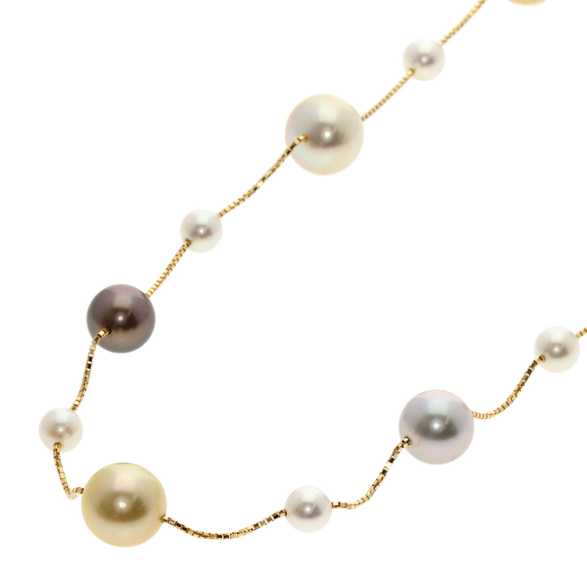 TASAKI Station Multi Pearl Necklace K18 Yellow Gold Ladies [Used]
