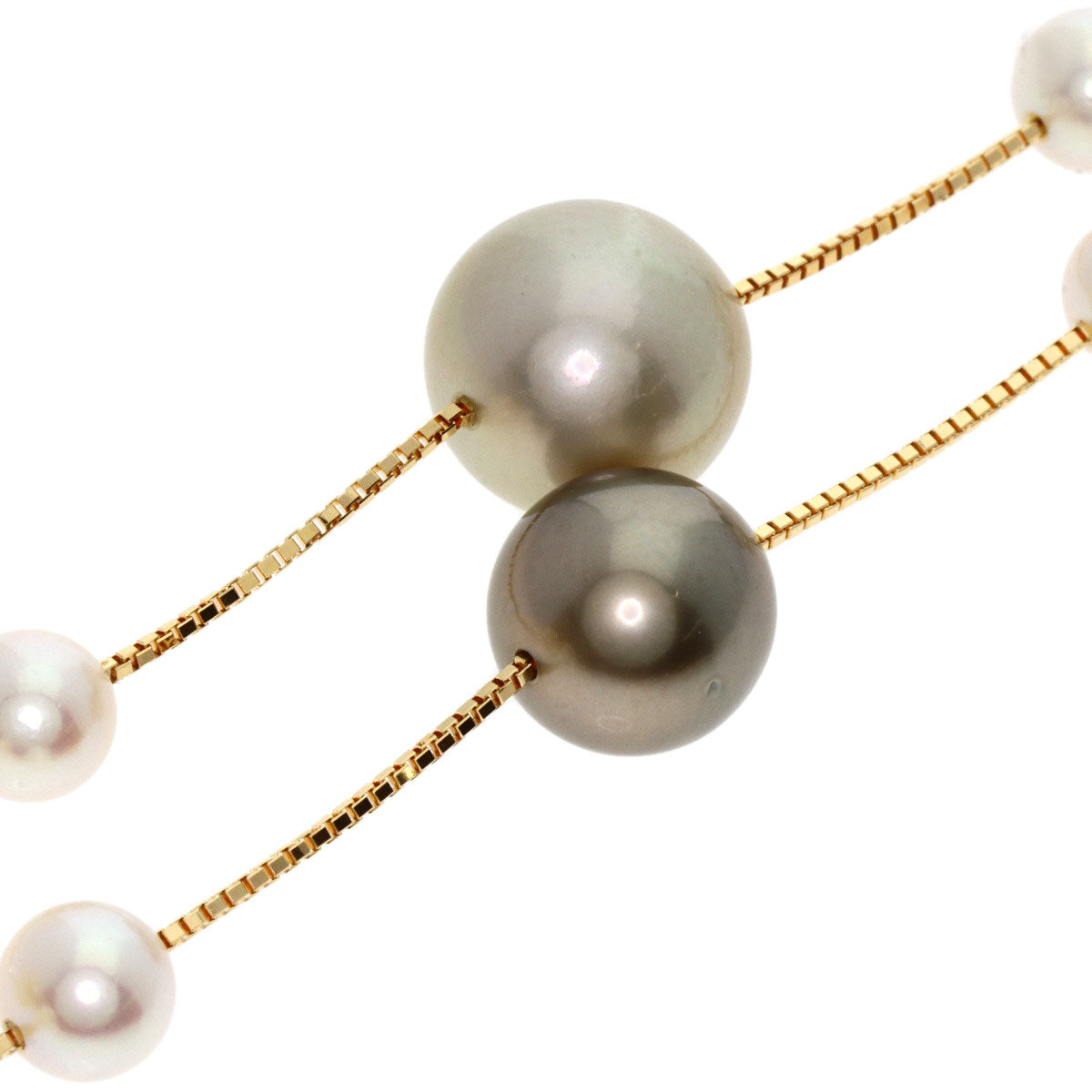 TASAKI Station Multi Pearl Necklace K18 Yellow Gold Ladies [Used]