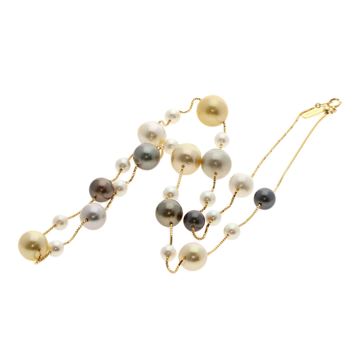 TASAKI Station Multi Pearl Necklace K18 Yellow Gold Ladies [Used]