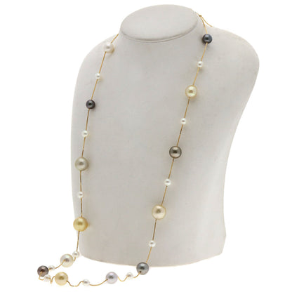 TASAKI Station Multi Pearl Necklace K18 Yellow Gold Ladies [Used]