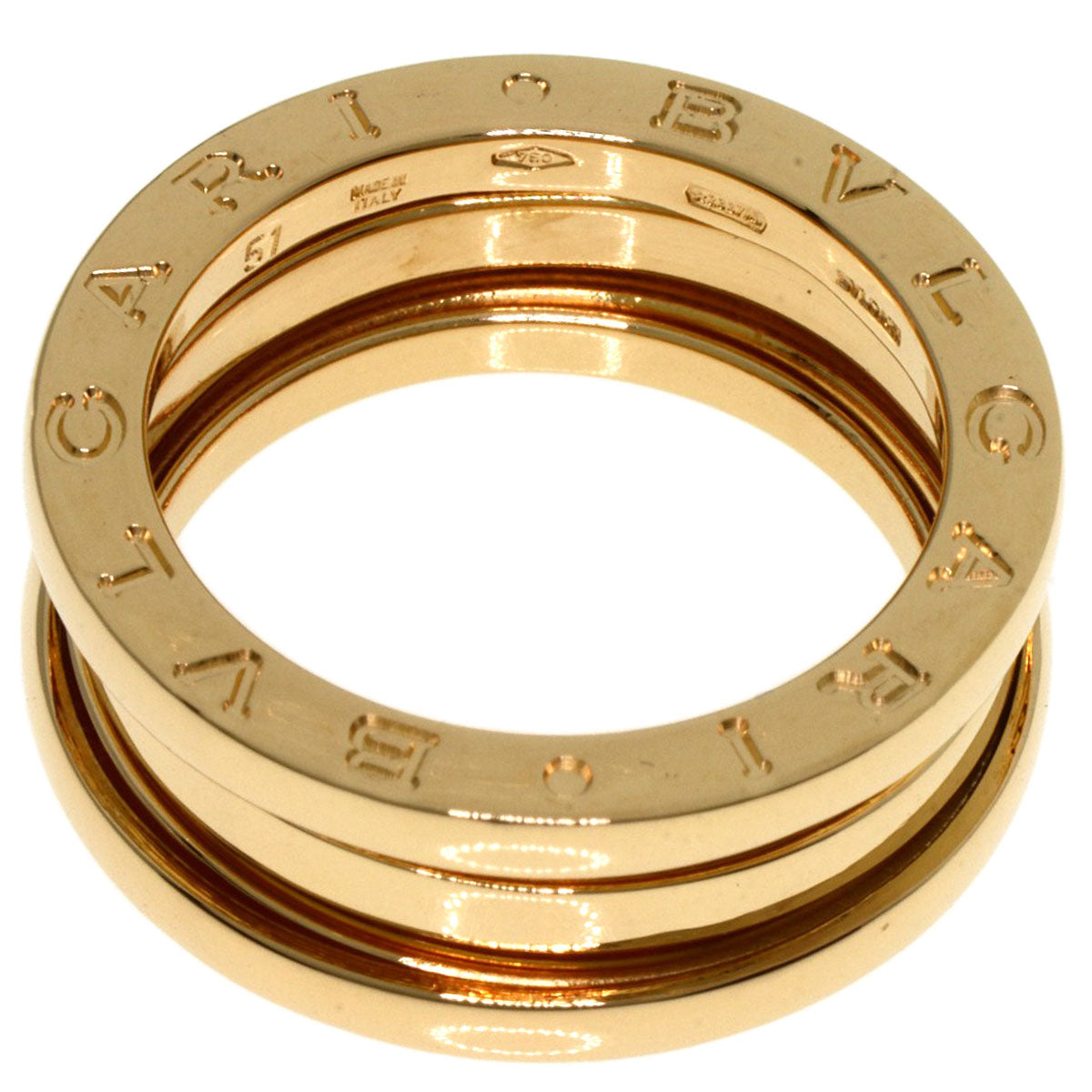 BVLGARI B.zero1 2 Band #51 Ring K18 Yellow Gold Ladies [Used]