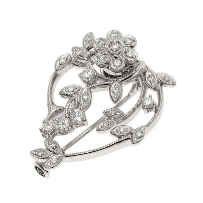 WALTHAM swing diamond Brooch Platinum PT950 K14WGLadies [Used]