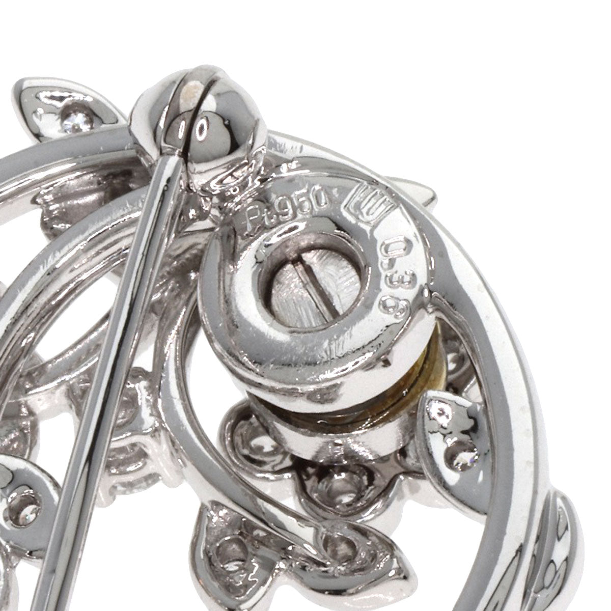 WALTHAM swing diamond Brooch Platinum PT950 K14WGLadies [Used]