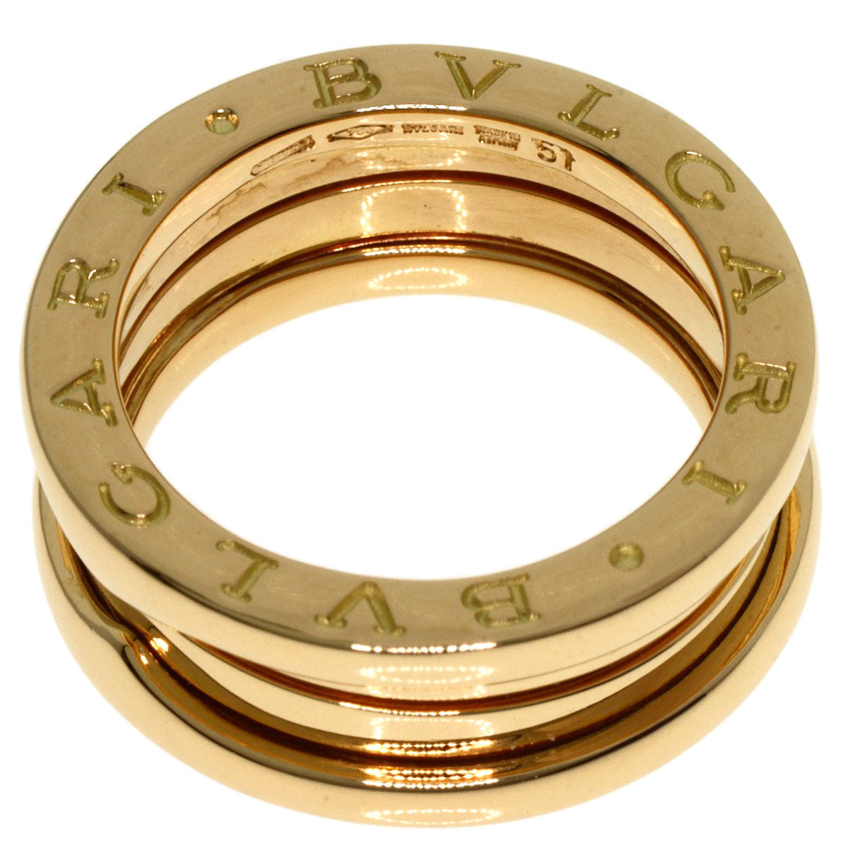 BVLGARI B.zero1 2 Band #51 Ring K18 Yellow Gold Ladies [Used]
