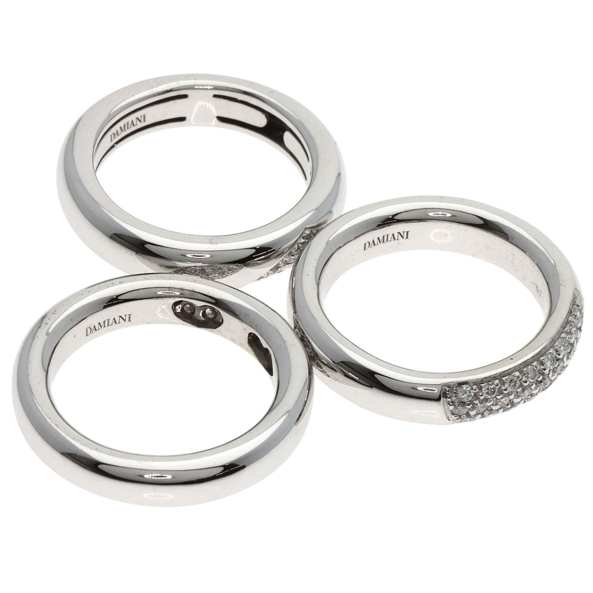 Damiani Pavé Diamond 3-piece set Ring K18 White Gold Ladies [Used]