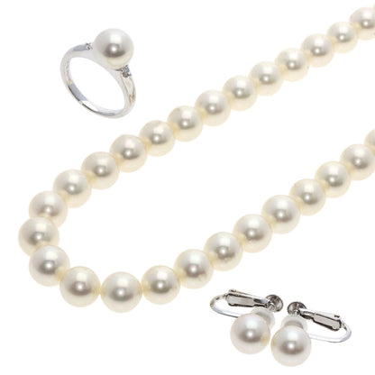 TASAKI Swanglady Ring Earring 3-piece set Necklace Silver Ladies [Used]