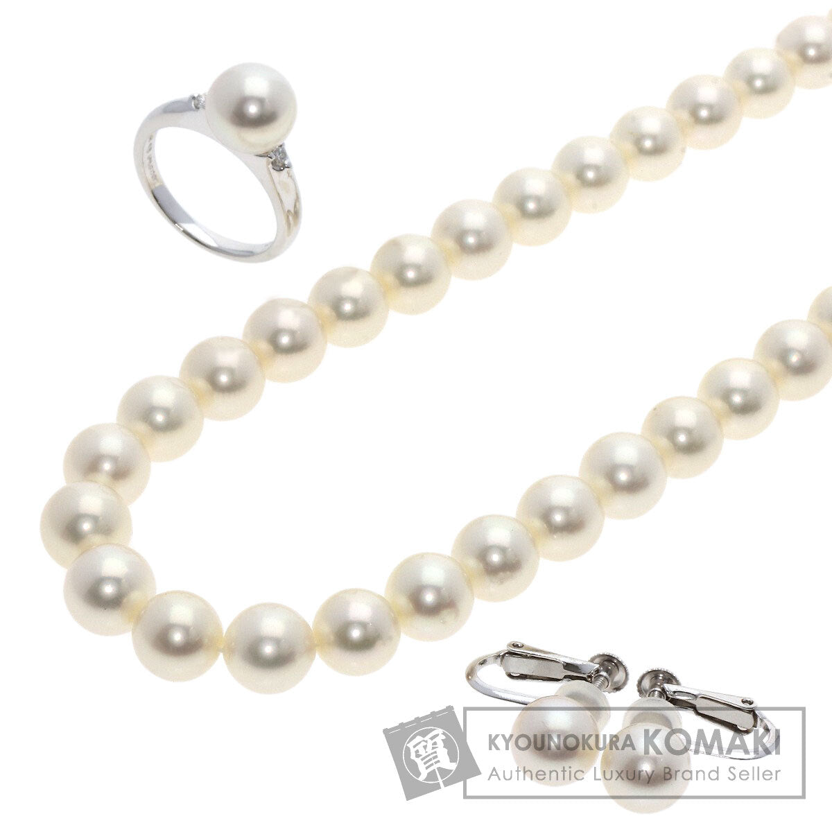 TASAKI Swanglady Ring Earring 3-piece set Necklace Silver Ladies [Used]