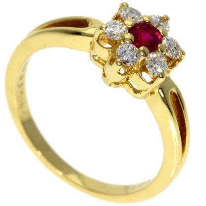 MIKIMOTO Ruby Diamond Ring K18 Yellow Gold Ladies [Used]
