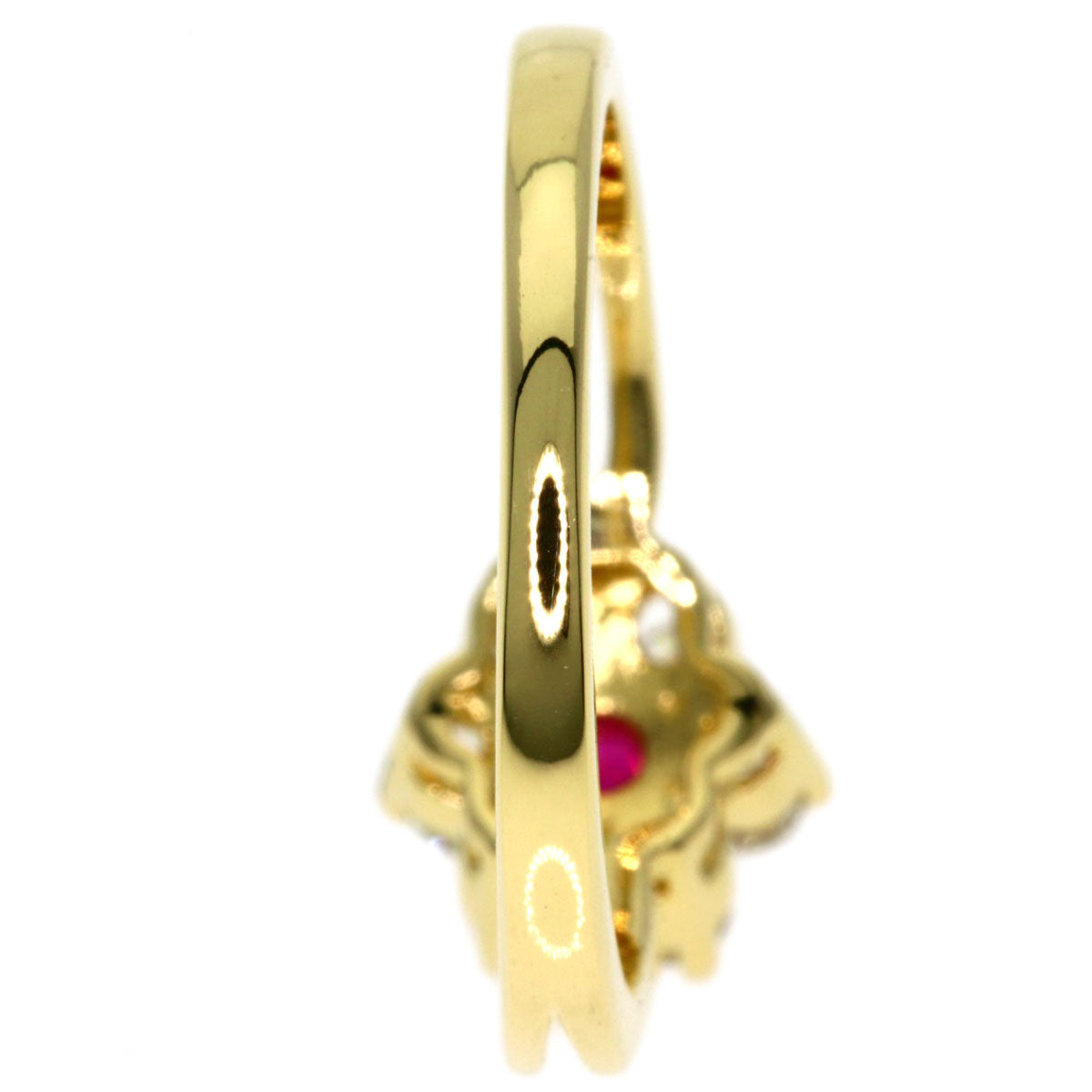 MIKIMOTO Ruby Diamond Ring K18 Yellow Gold Ladies [Used]