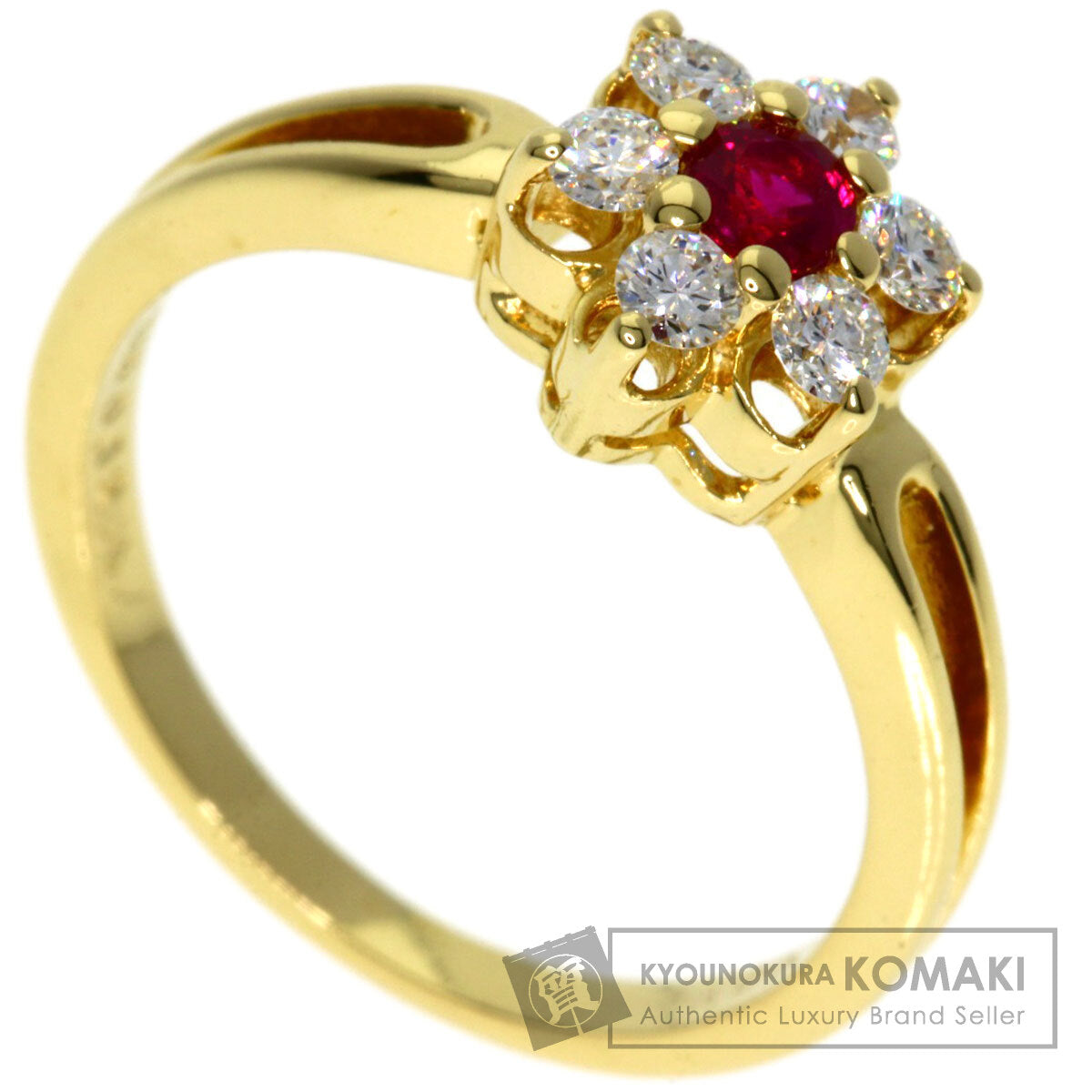 MIKIMOTO Ruby Diamond Ring K18 Yellow Gold Ladies [Used]