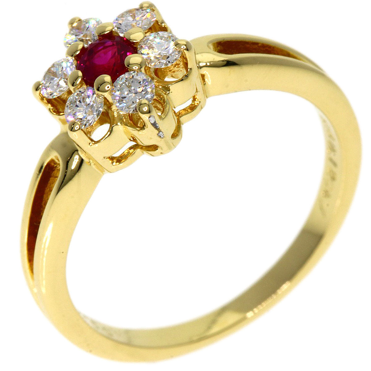 MIKIMOTO Ruby Diamond Ring K18 Yellow Gold Ladies [Used]