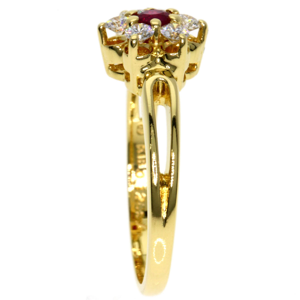 MIKIMOTO Ruby Diamond Ring K18 Yellow Gold Ladies [Used]