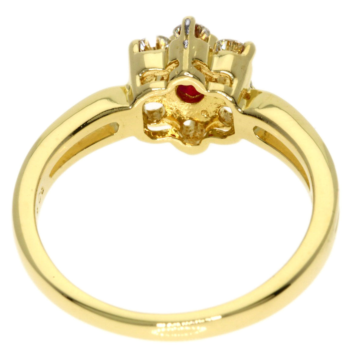 MIKIMOTO Ruby Diamond Ring K18 Yellow Gold Ladies [Used]