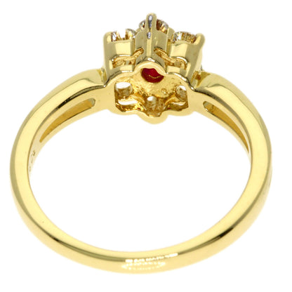 MIKIMOTO Ruby Diamond Ring K18 Yellow Gold Ladies [Used]