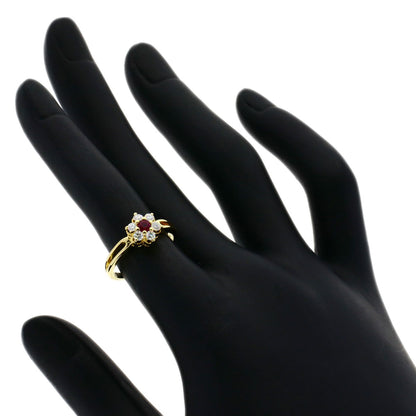 MIKIMOTO Ruby Diamond Ring K18 Yellow Gold Ladies [Used]