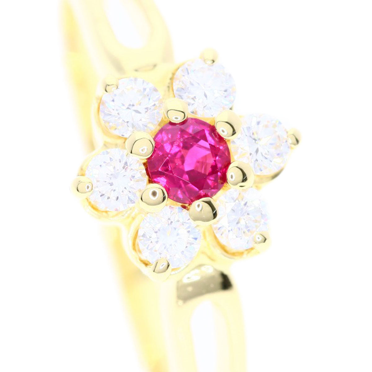 MIKIMOTO Ruby Diamond Ring K18 Yellow Gold Ladies [Used]