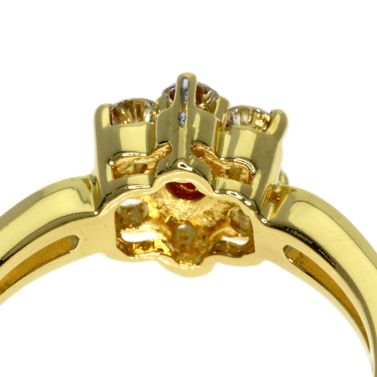 MIKIMOTO Ruby Diamond Ring K18 Yellow Gold Ladies [Used]