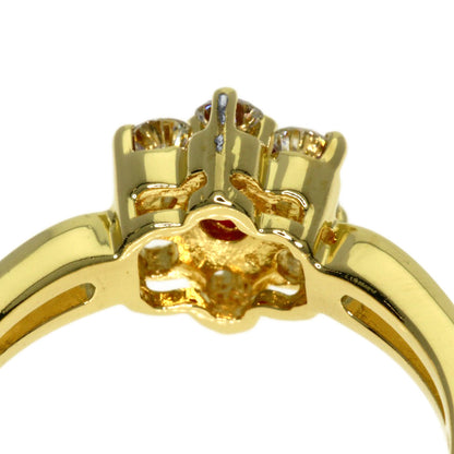 MIKIMOTO Ruby Diamond Ring K18 Yellow Gold Ladies [Used]