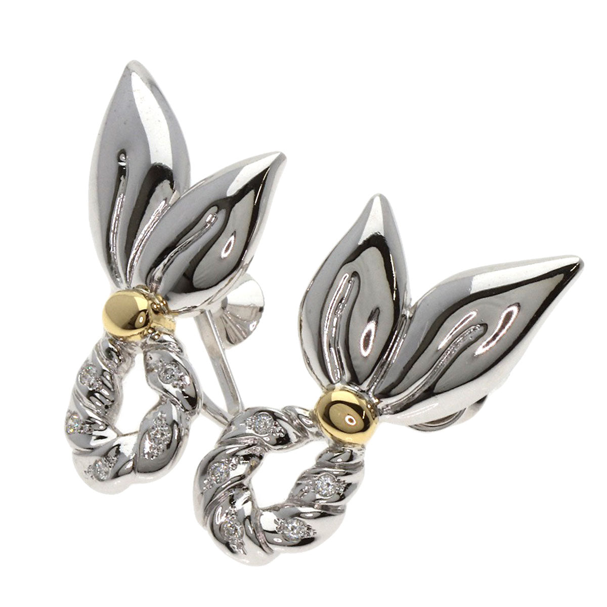 MIKIMOTO Diamond Earring K14 White Gold 18K Yellow GoldLadies [Used]