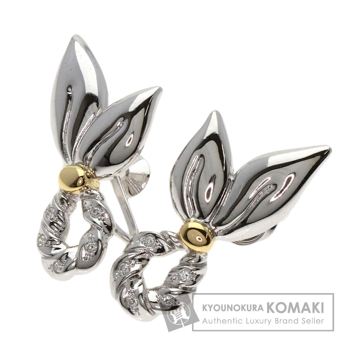 MIKIMOTO Diamond Earring K14 White Gold 18K Yellow GoldLadies [Used]