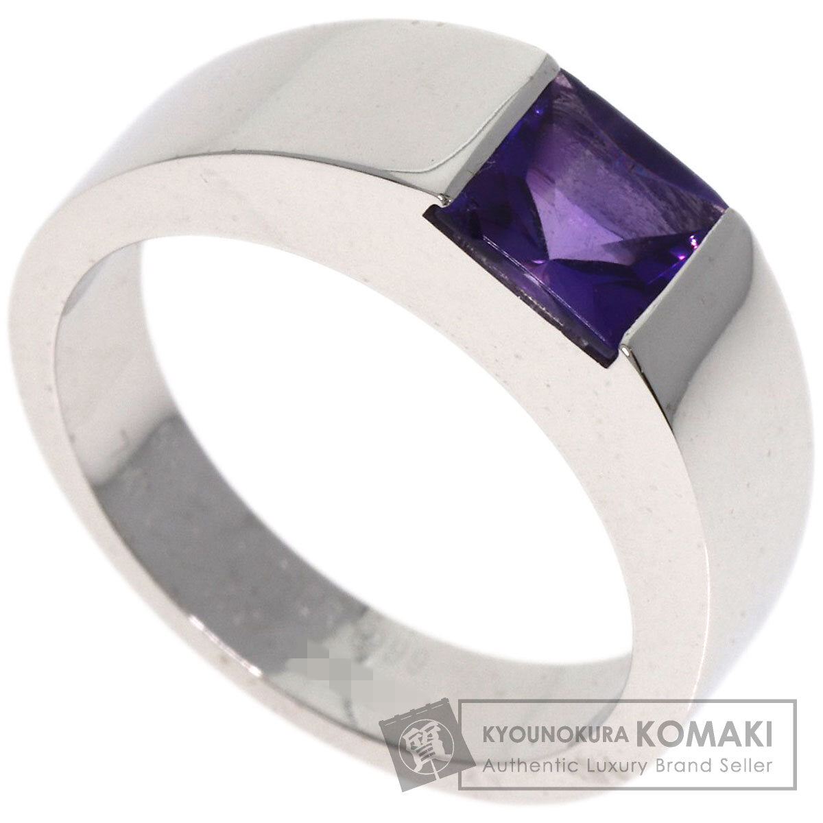 CARTIER Tank ring Amethyst #53 Ring K18 White Gold Ladies [Used]