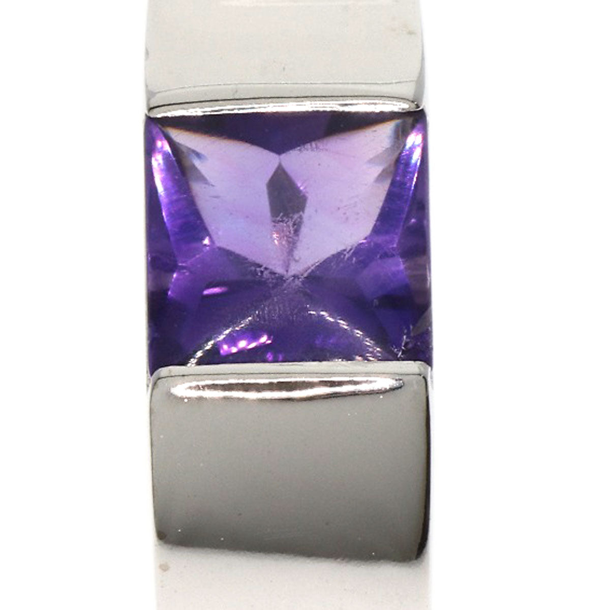 CARTIER Tank ring Amethyst #53 Ring K18 White Gold Ladies [Used]