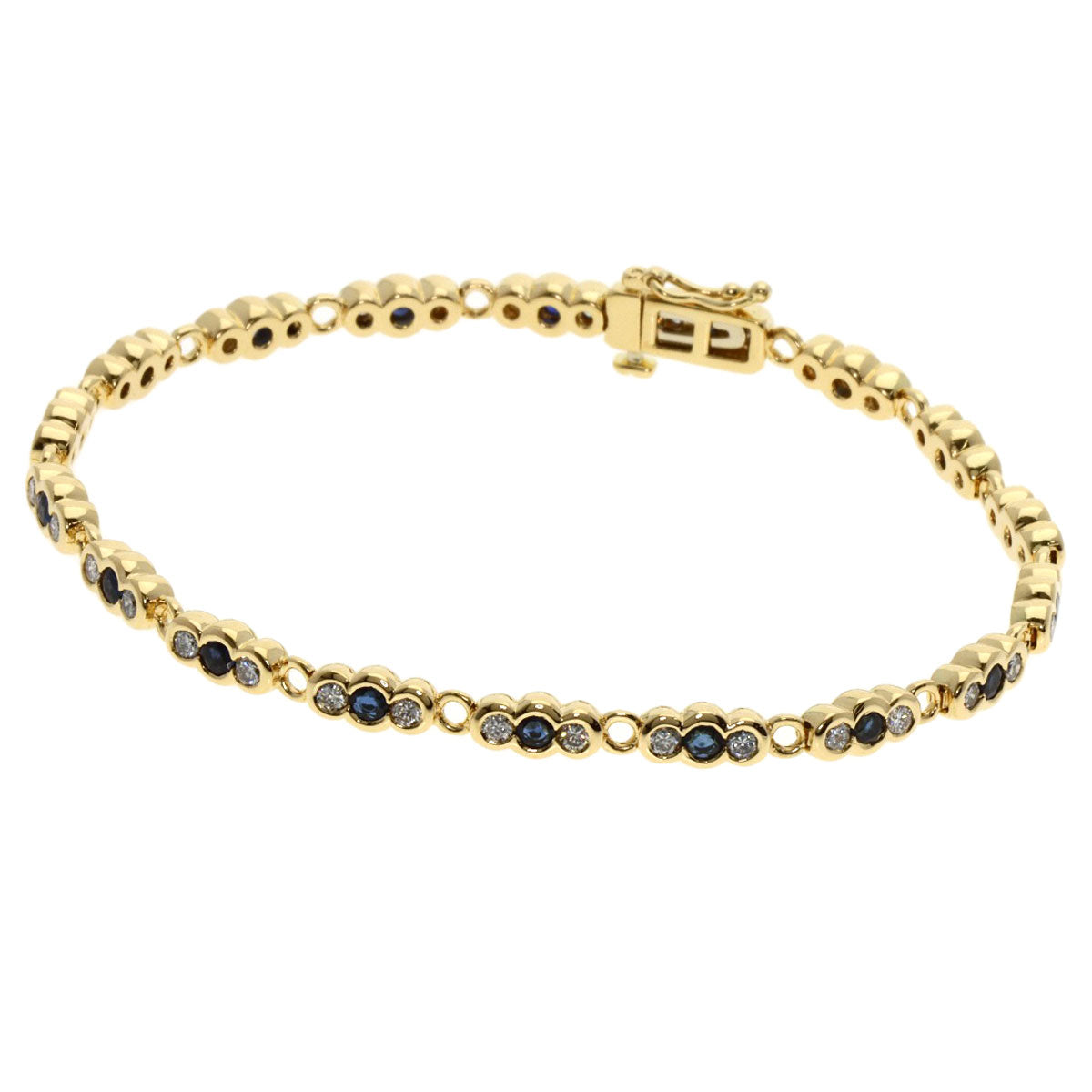 Ponte Vecchio Sapphire Diamond Bracelet K18 Yellow Gold Ladies [Used]