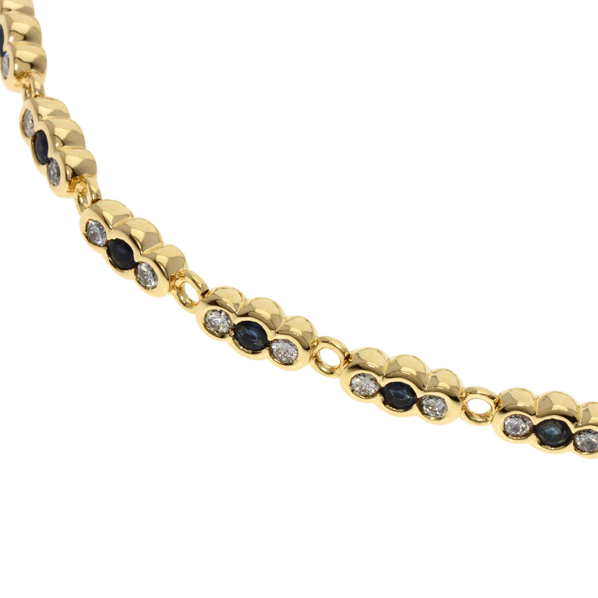 Ponte Vecchio Sapphire Diamond Bracelet K18 Yellow Gold Ladies [Used]