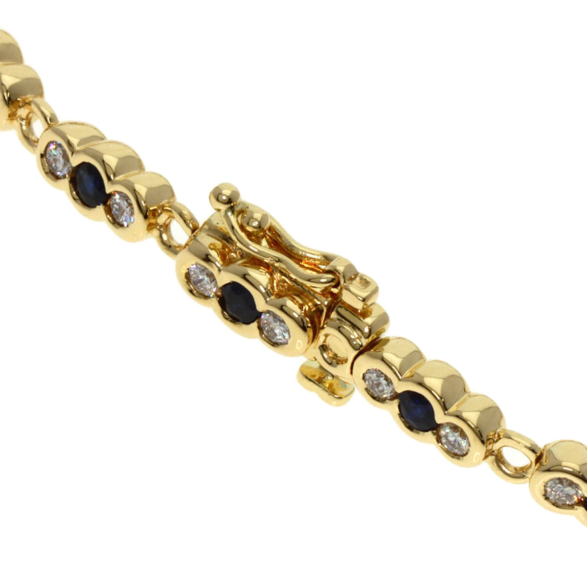 Ponte Vecchio Sapphire Diamond Bracelet K18 Yellow Gold Ladies [Used]
