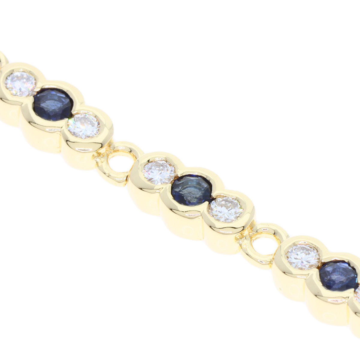 Ponte Vecchio Sapphire Diamond Bracelet K18 Yellow Gold Ladies [Used]