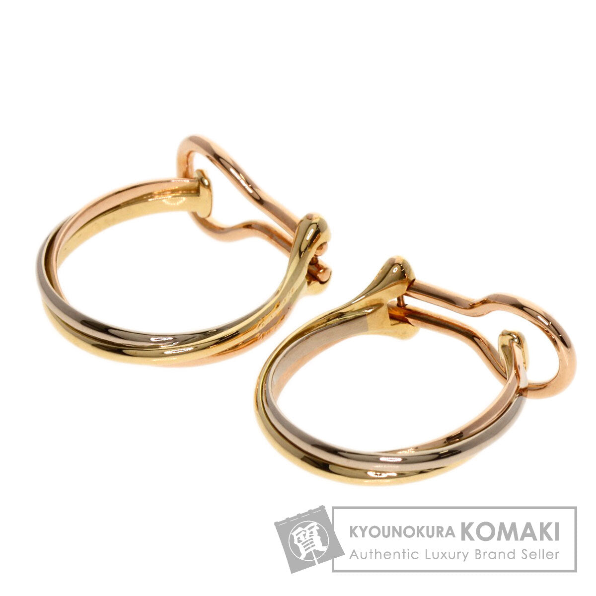 CARTIER Trinity hoop Earring K18 Yellow Gold 18K Pink GoldLadies [Used]